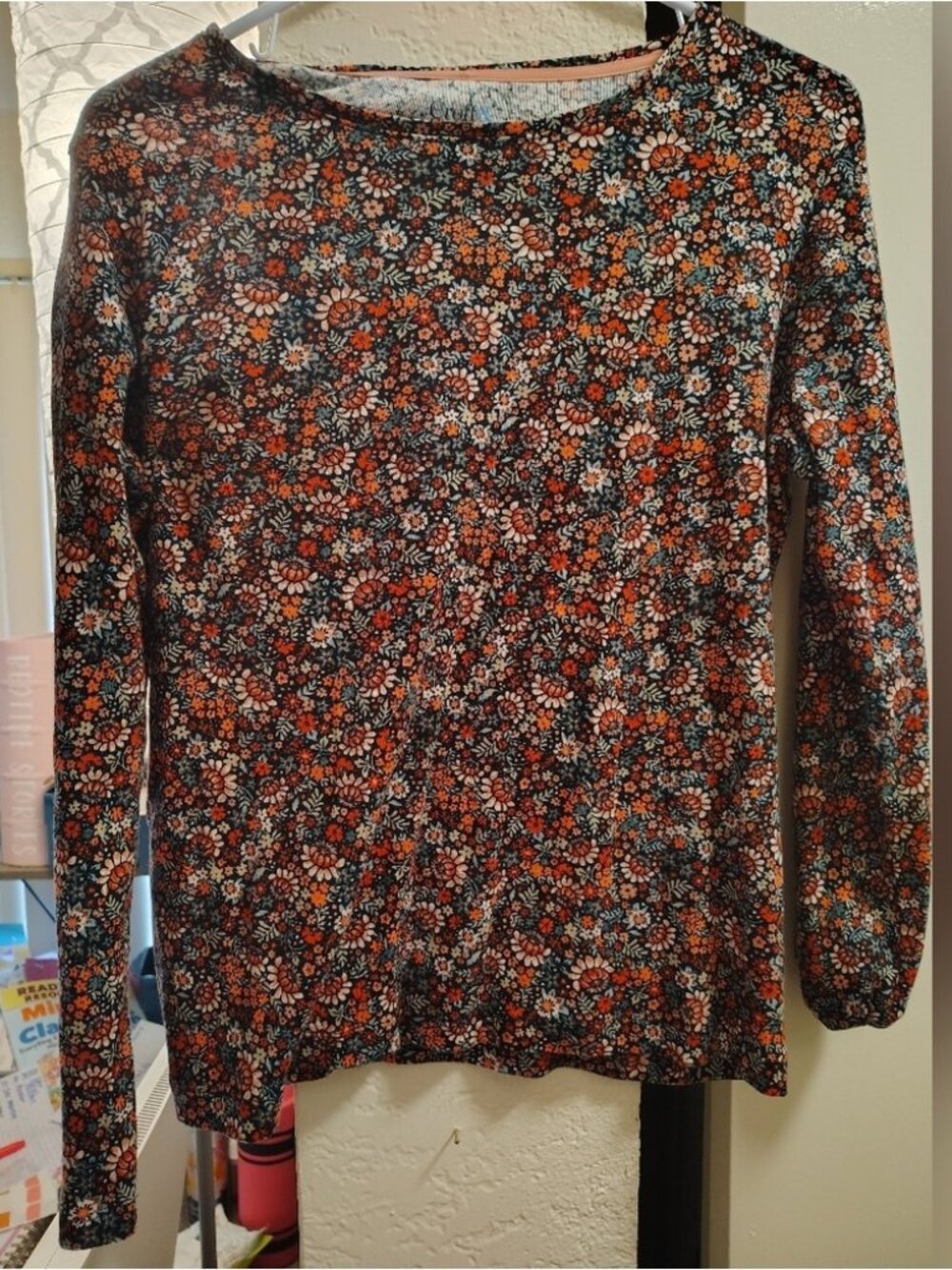 black flower shirt long sleeve